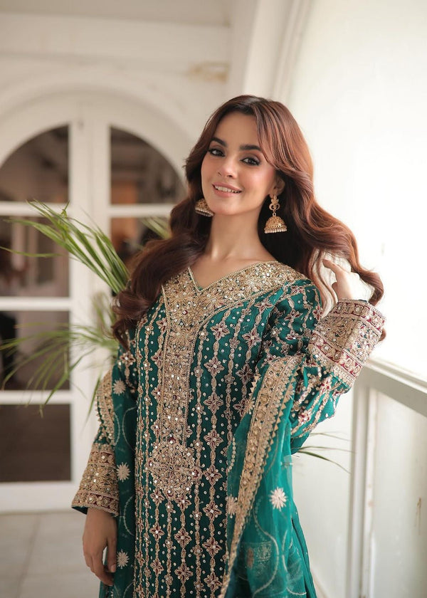 Haseens official Sea Green Ready to wear Chiffon Collection