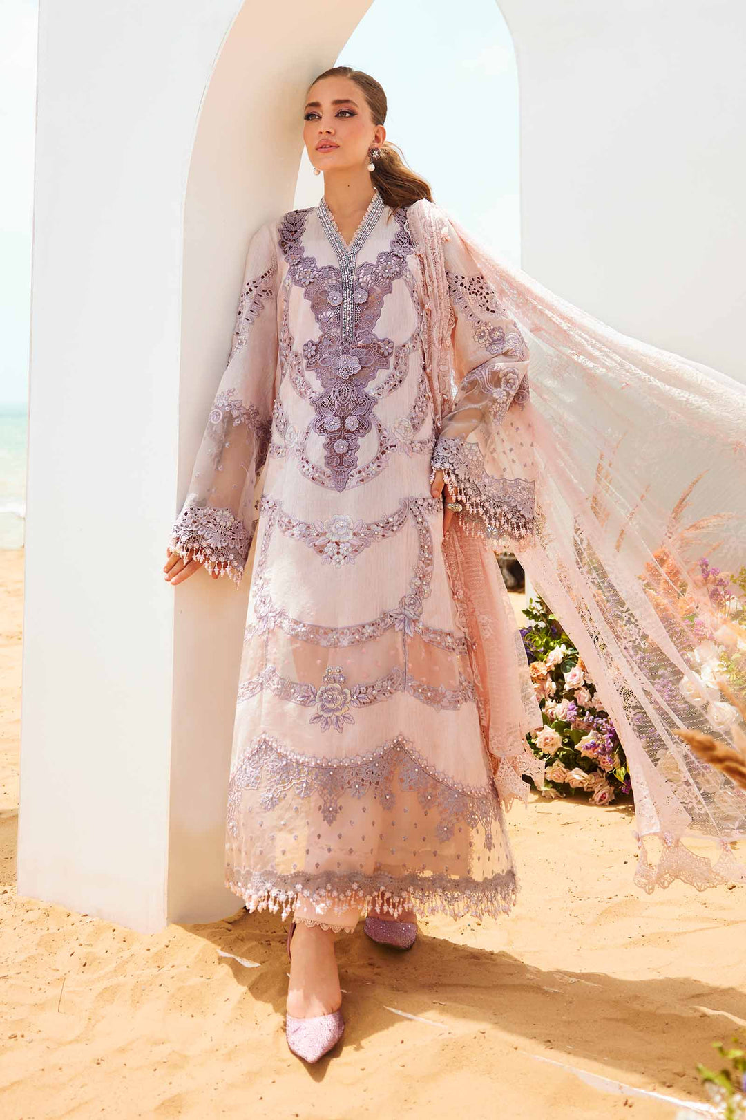Maria b 3 Piece Unstitched Embroidered Lawn Suit | EID LAWN-25-02