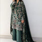 CROSS STITCH GREEN ORNATE-3PC COTTON SATIN READY TO WEAR