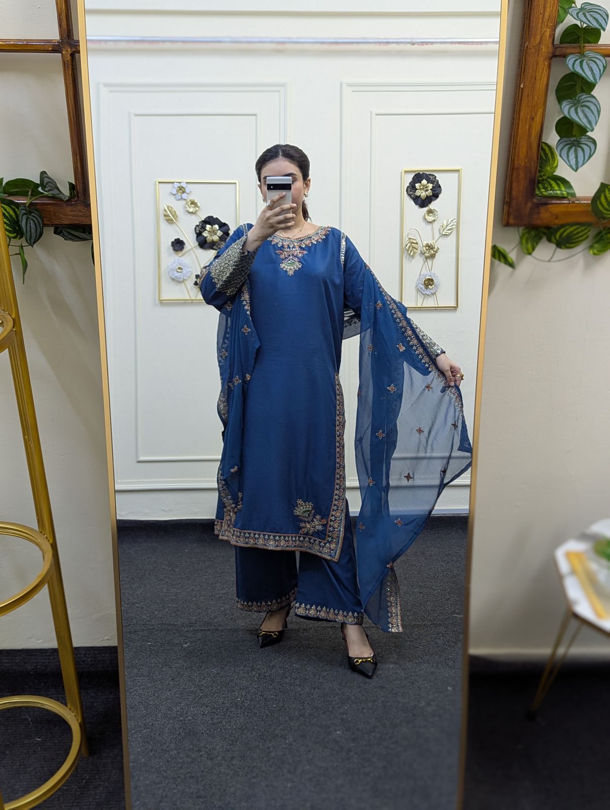 Amna Khurram Blue 3pc ready to wear collection