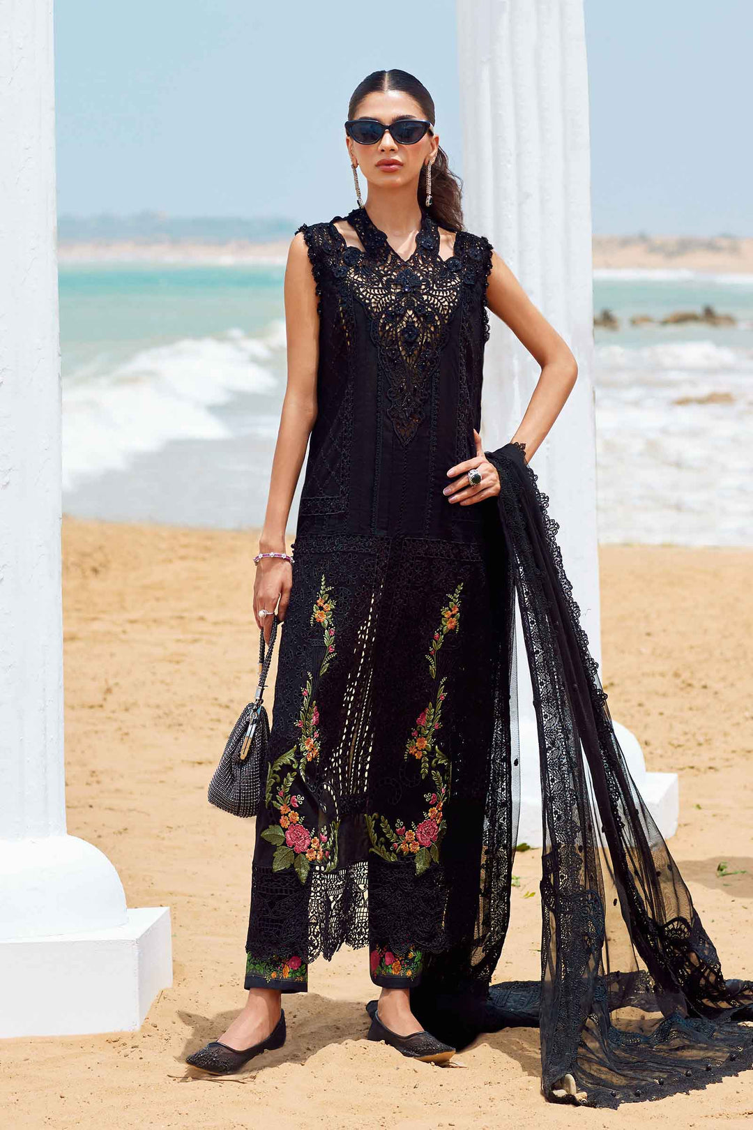 Maria b 3 Piece Unstitched Embroidered Lawn Suit | EID LAWN-25-01