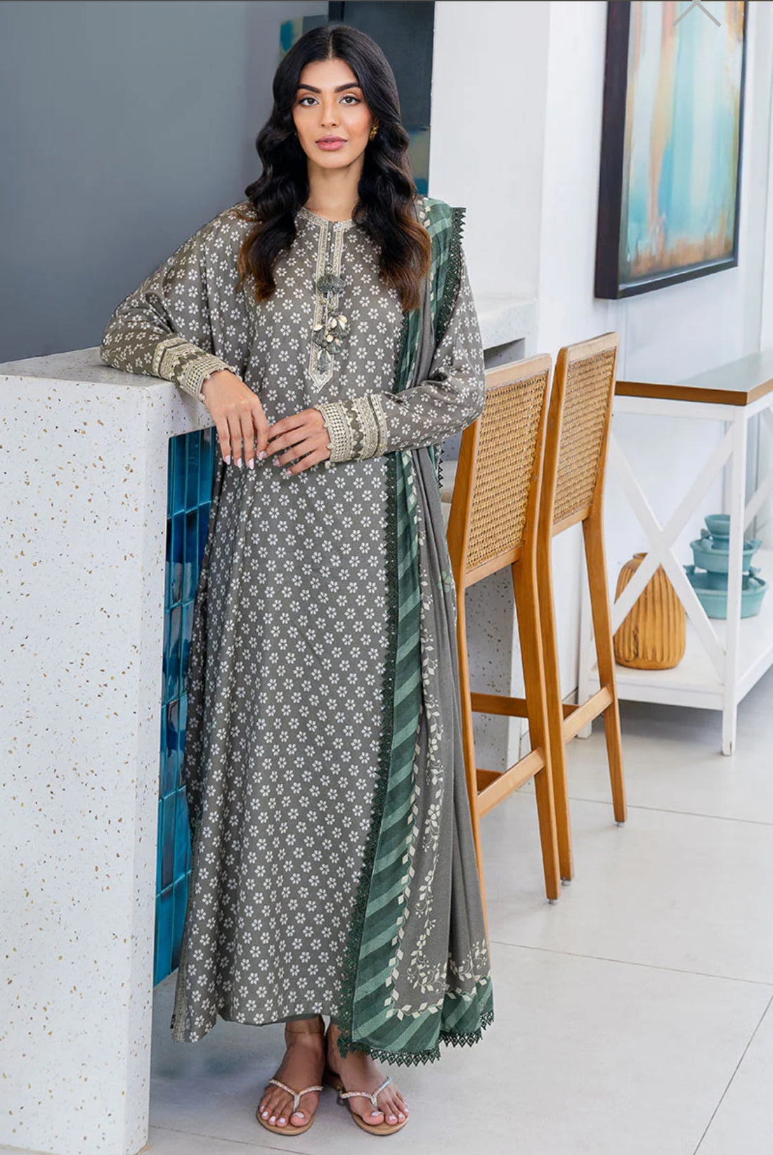 CROSS STITCH FOREST MIST-3PC COTTON SATIN READY TO WEAR