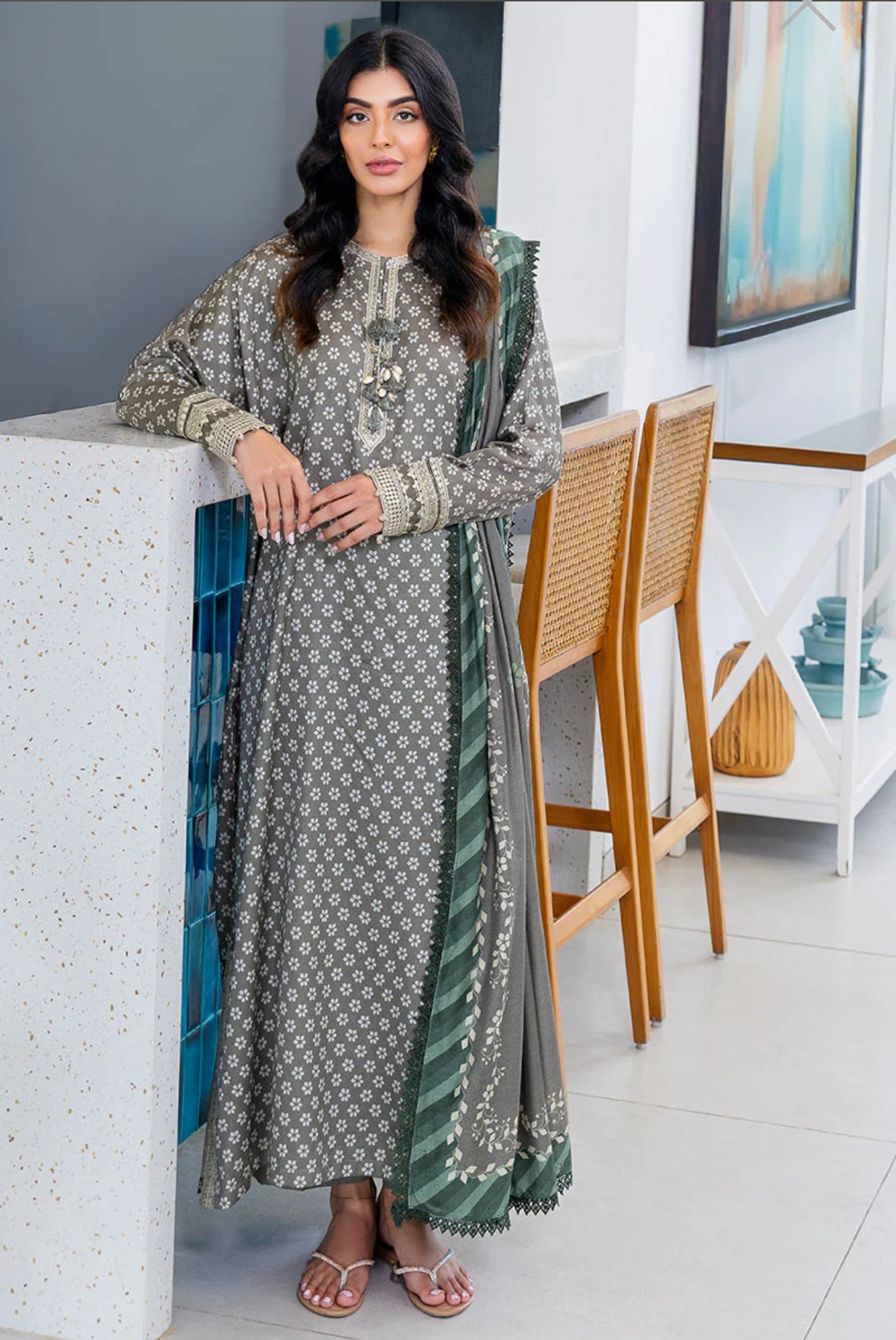 CROSS STITCH FOREST MIST-3PC COTTON SATIN READY TO WEAR