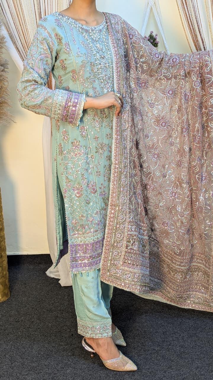 Sajni D-5 Sky-blue Festive Ready To Wear