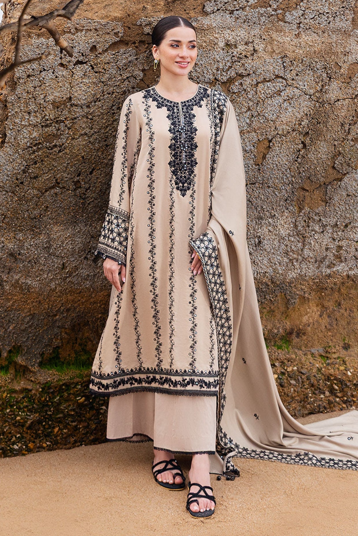 CROSS STITCH WOVEN GRACE-3PC COTTON SATIN READY TO WEAR