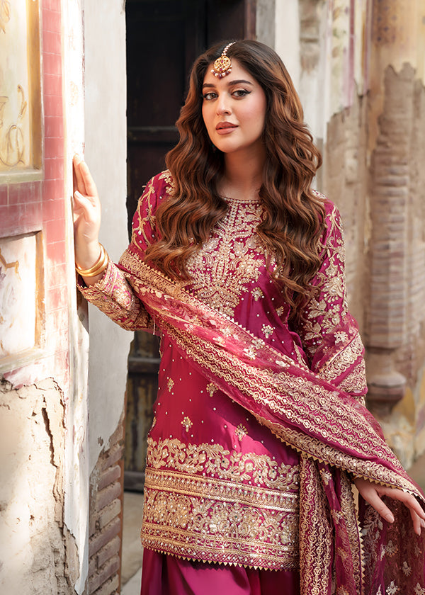 Haseens official Shocking Pink Ready to wear Chiffon Collection