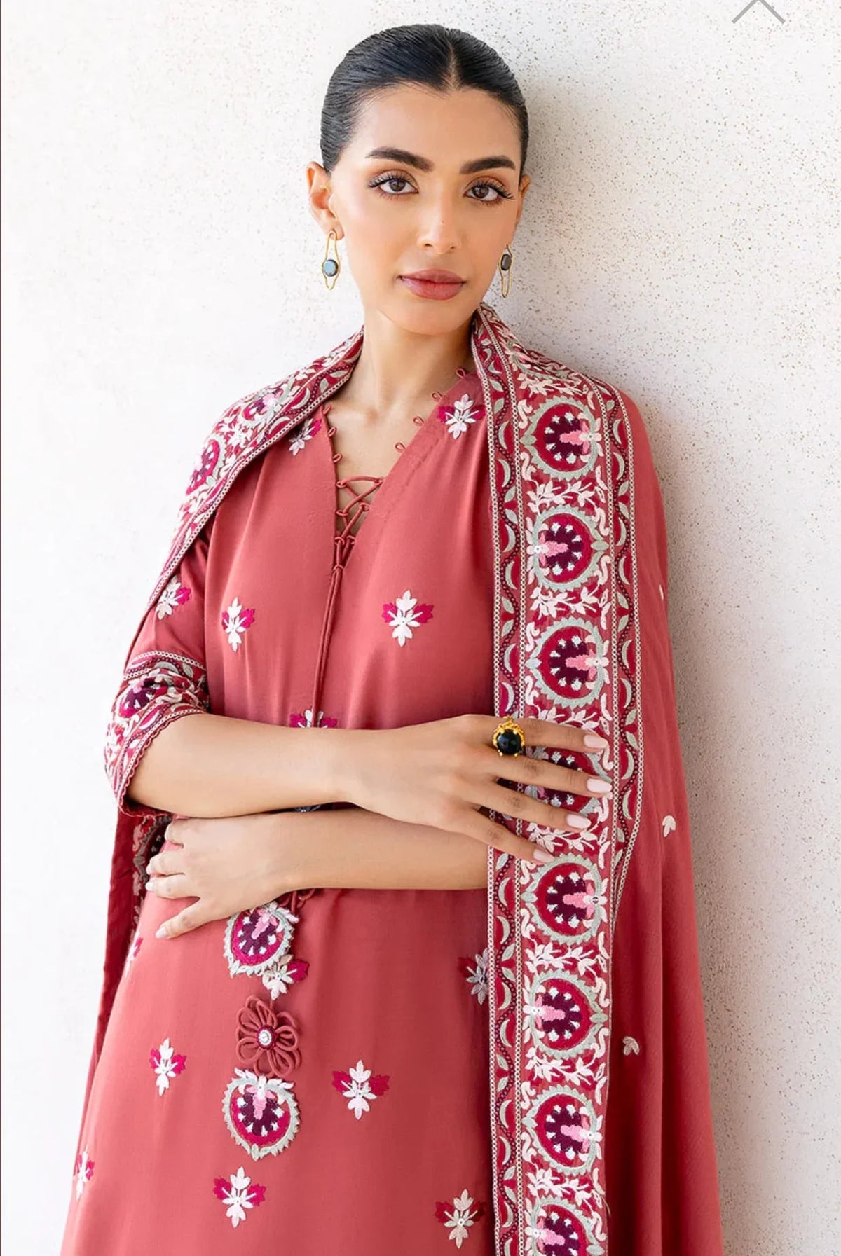 CROSS STITCH DUSTY SUNSET-3PC COTTON SATIN READY TO WEAR