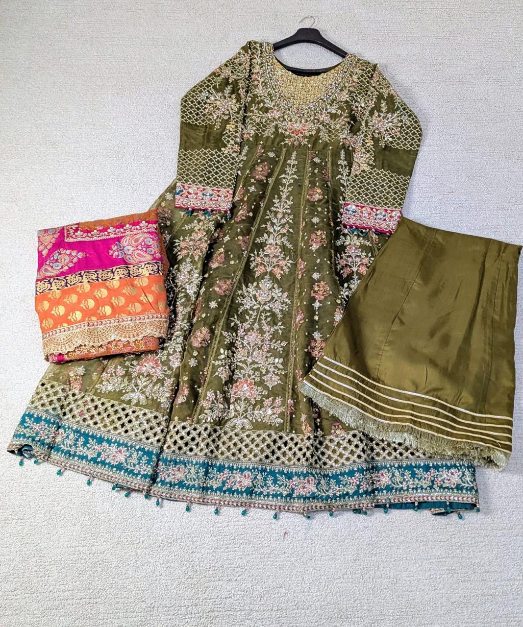 Sajni D-3 Olive Festive Ready To Wear