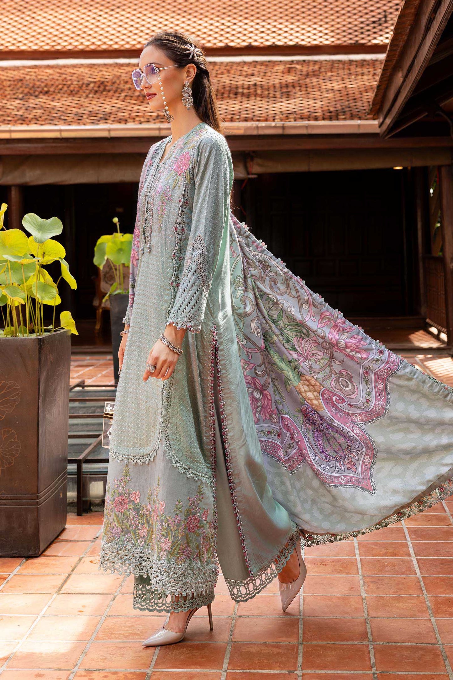 Maria b Mprints 2A Unstitched Embroidered Twill Linen 25'