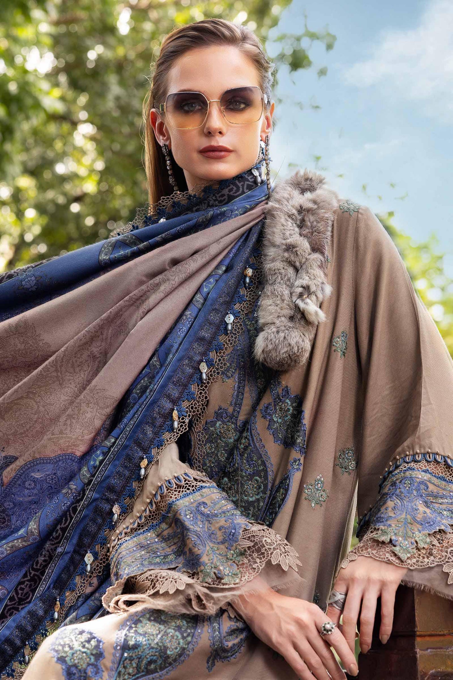 Maria b Mprints 6A Unstitched Embroidered Twill Linen 25'