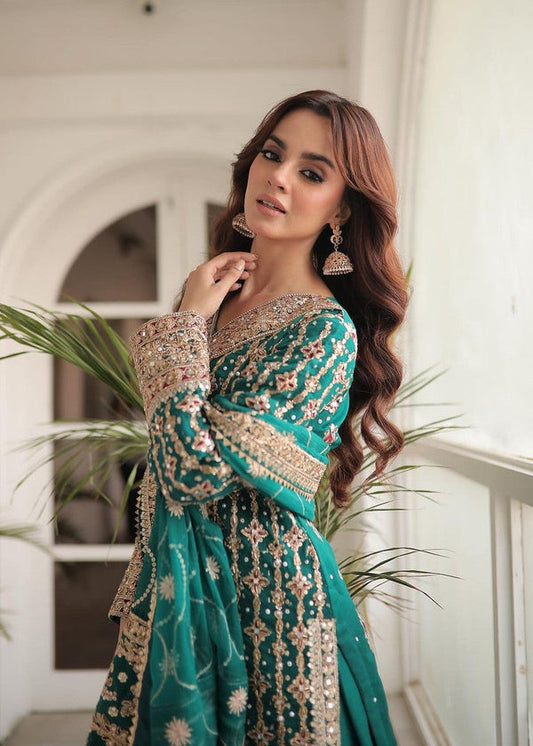 Haseens official Sea Green Ready to wear Chiffon Collection