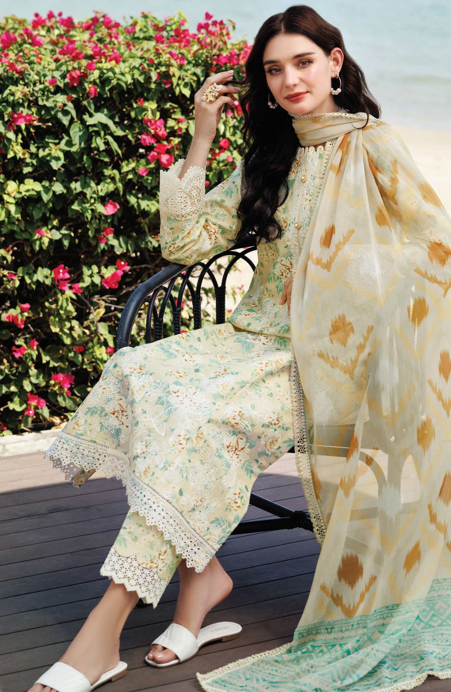 Aurea by Farasha - D-08 Lush Cream- Summer Collection