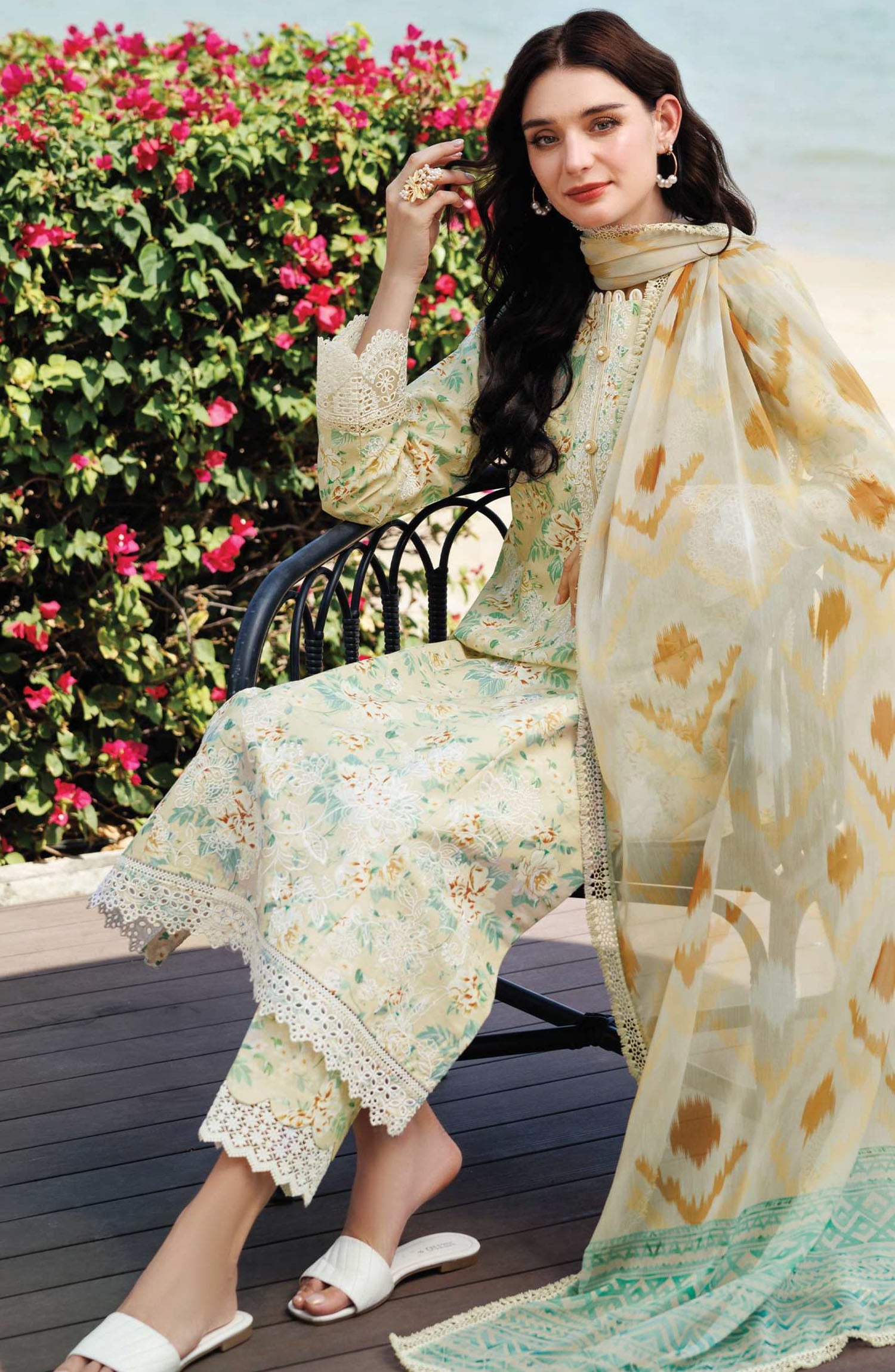 Aurea by Farasha - D-08 Lush Cream- Summer Collection