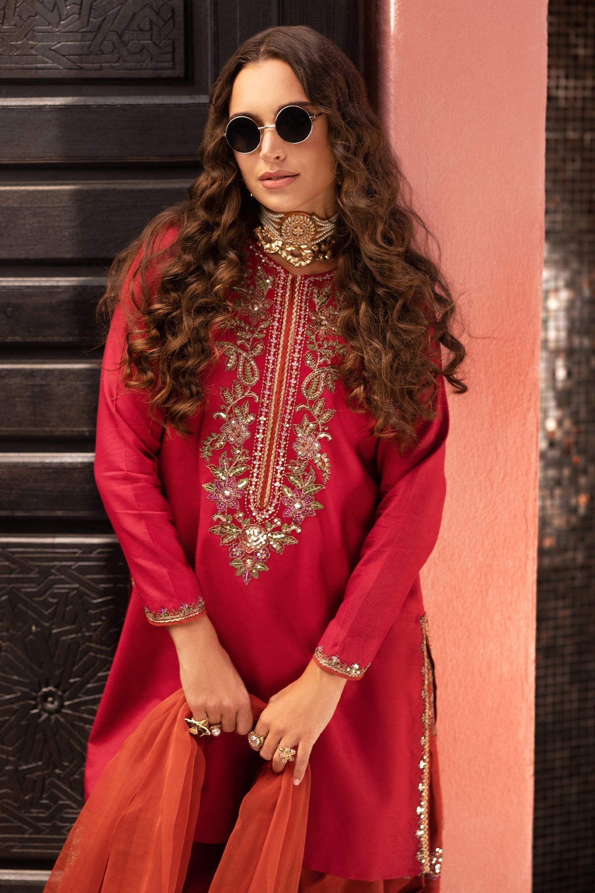 Charizma CMA-5-141 3-PC Embroidered Raw-Silk Suit