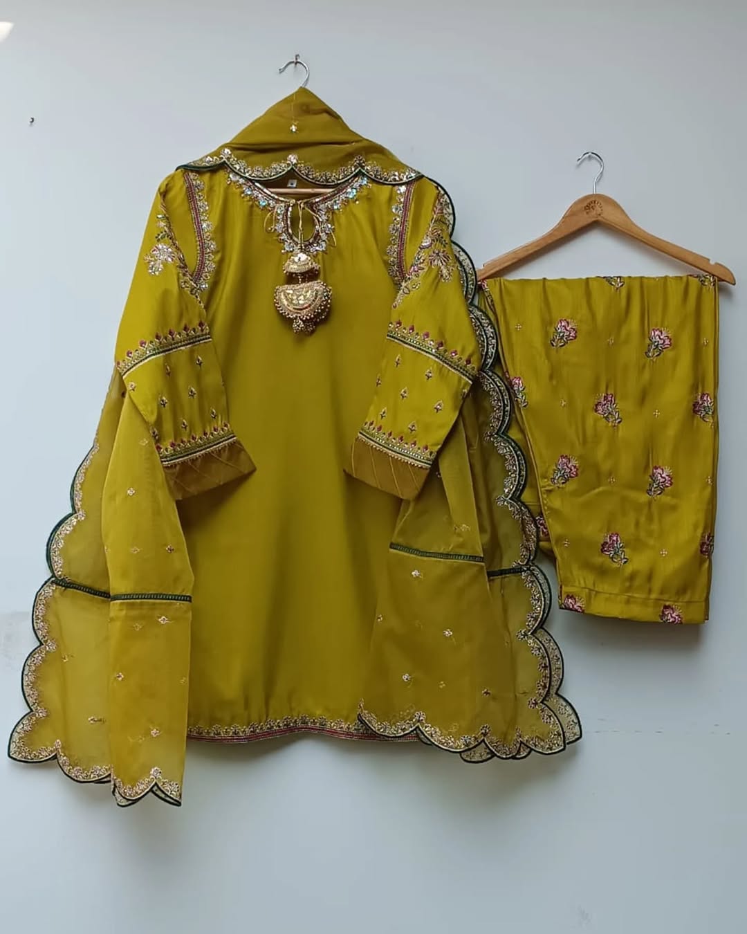 Amna Khurram Mustard yellow 3pc Inza ready to wear collection