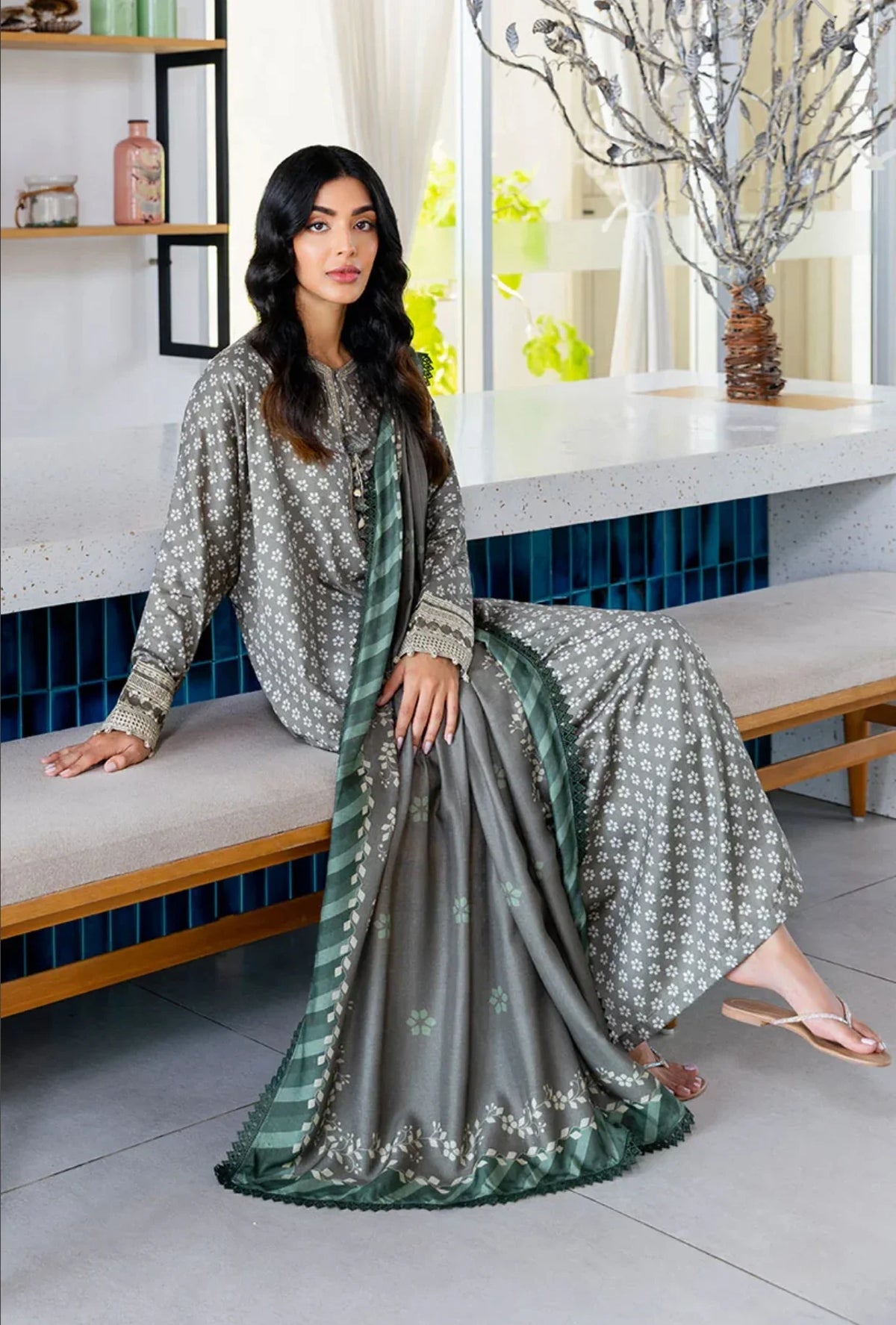 CROSS STITCH FOREST MIST-3PC COTTON SATIN READY TO WEAR