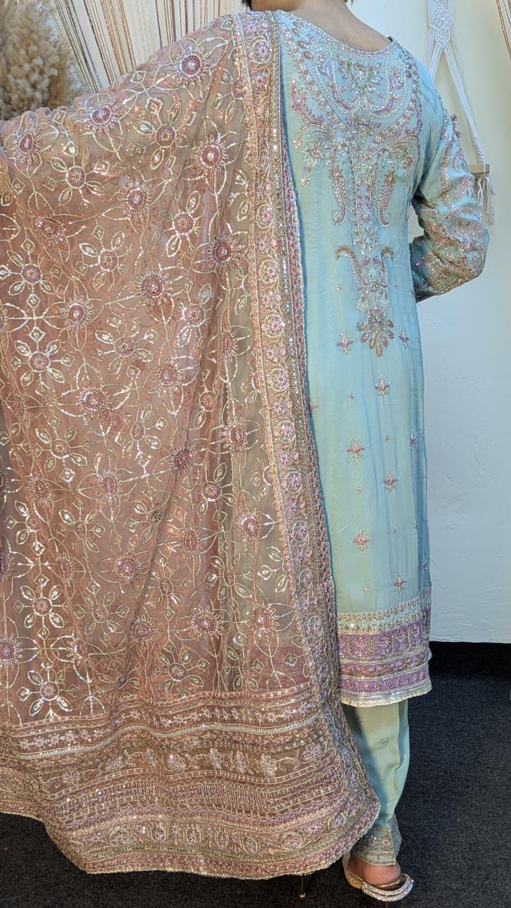 Sajni D-5 Sky-blue Festive Ready To Wear