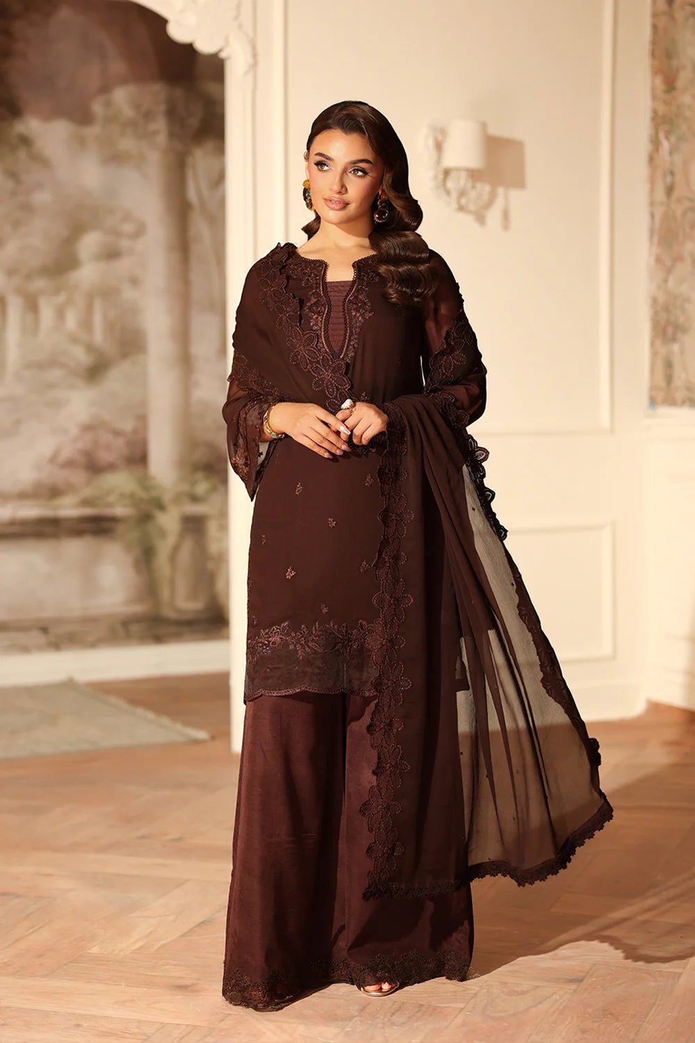 Azure Cocoa Drape Ensembles unstitched Festive 25'