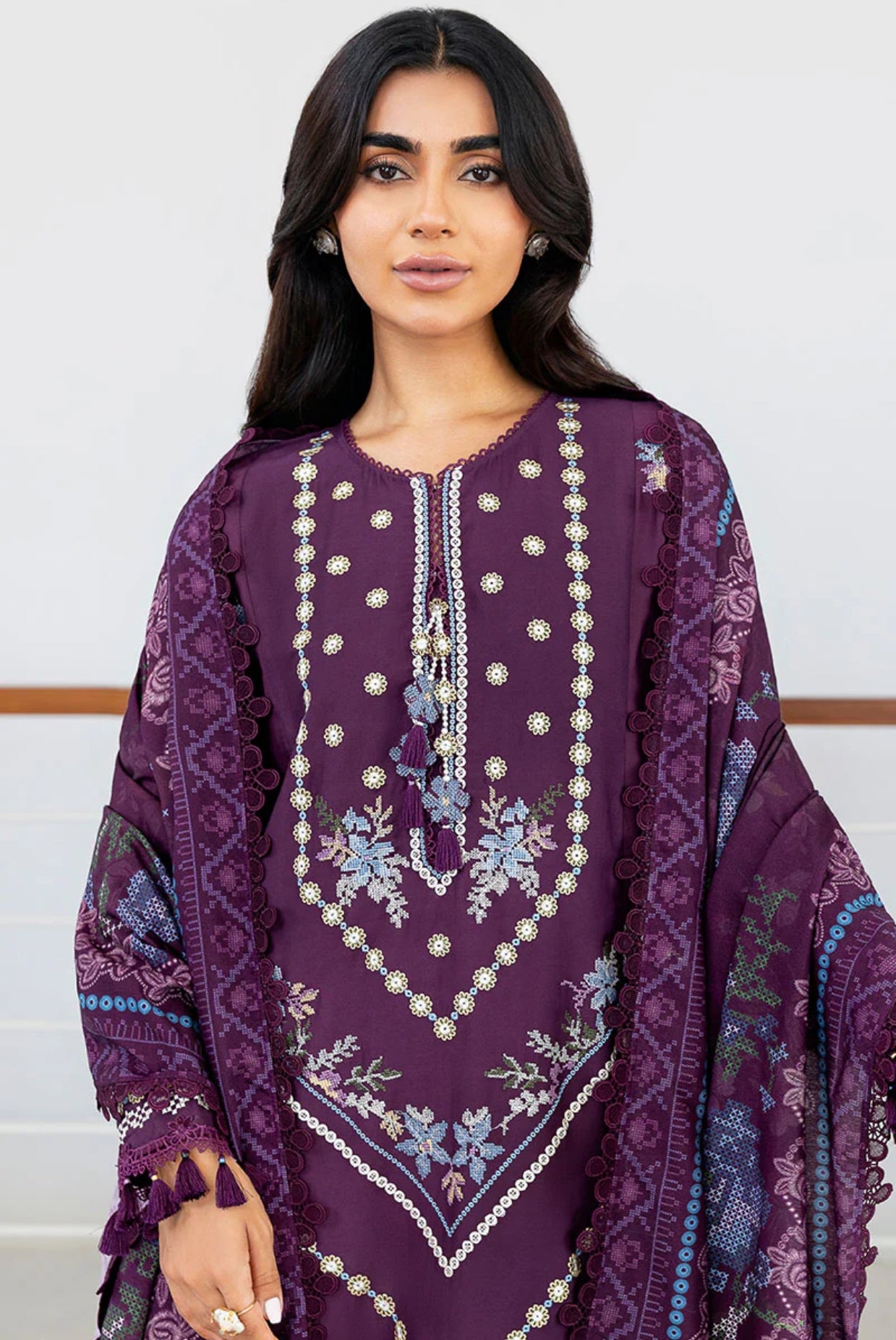 CROSS STITCH MYSTIC DUST-3PC COTTON SATIN READY TO WEAR