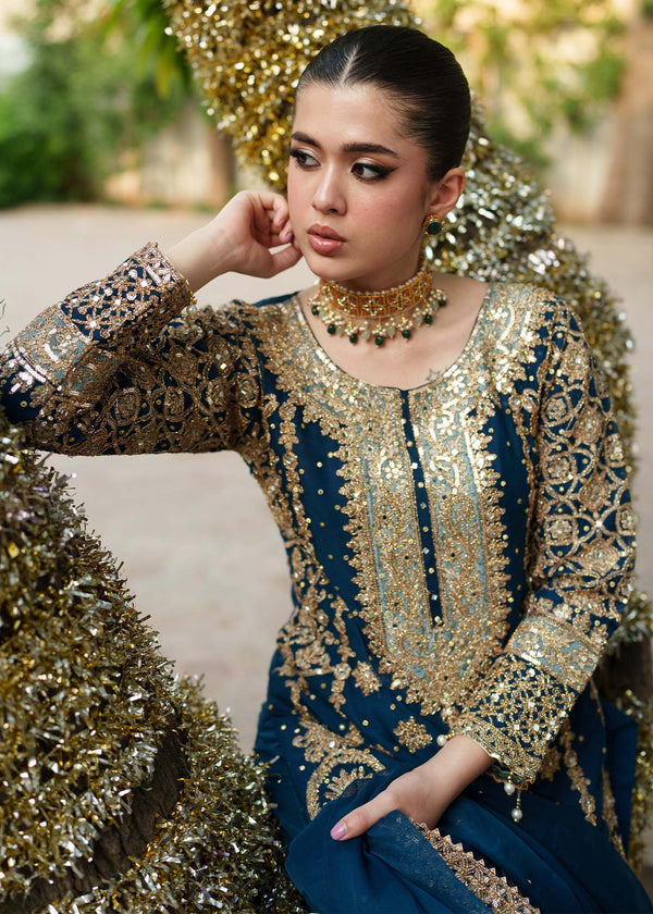 Haseens official Teal Ready to wear Chiffon Collection