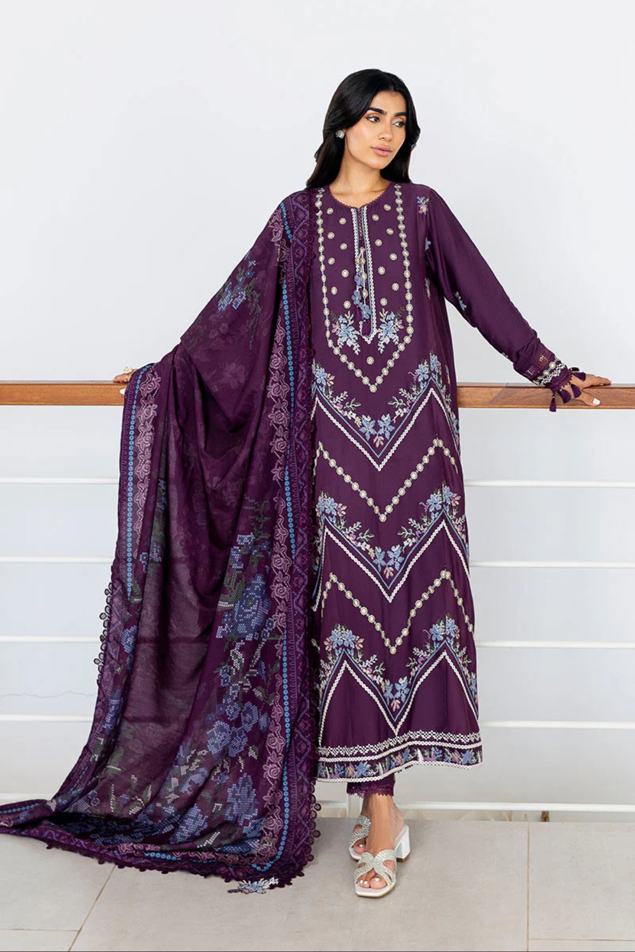 CROSS STITCH MYSTIC DUST-3PC COTTON SATIN READY TO WEAR