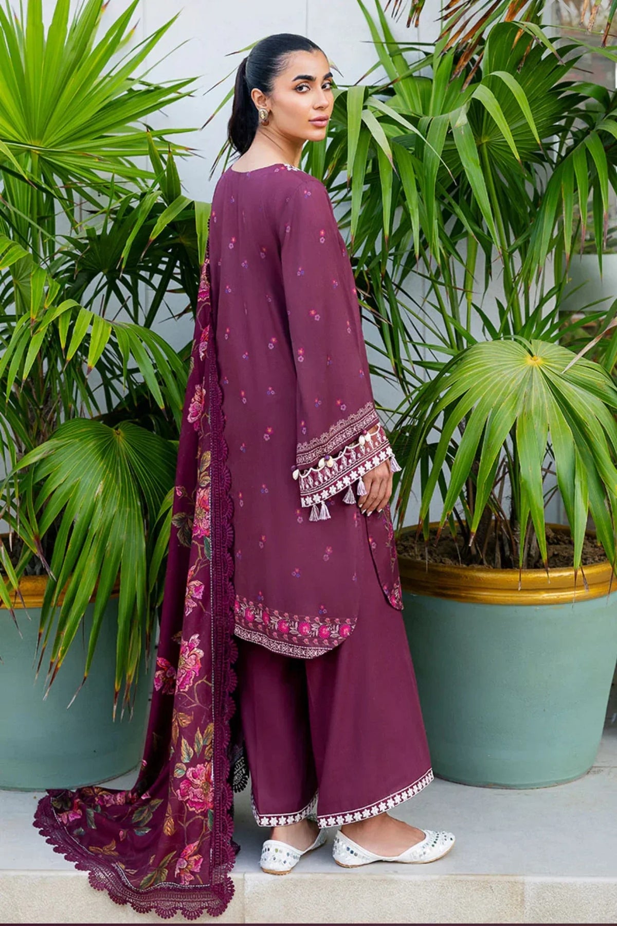 CROSS STITCH FLORAL MUSE-3PC COTTON SATIN READY TO WEAR