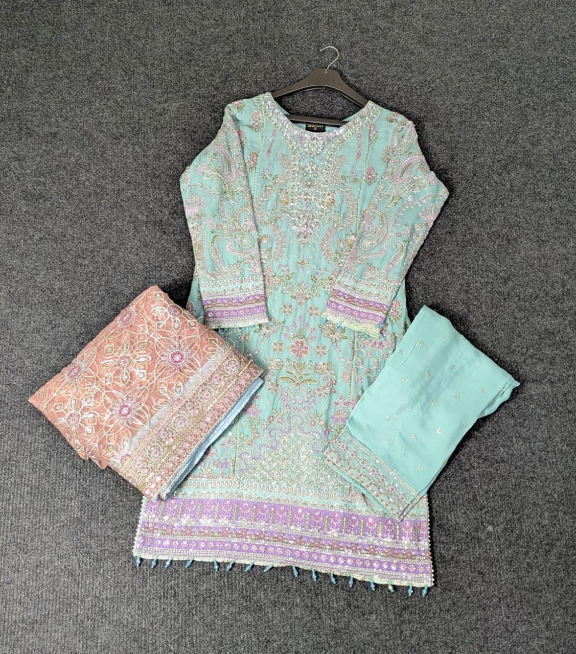 Sajni D-5 Sky-blue Festive Ready To Wear
