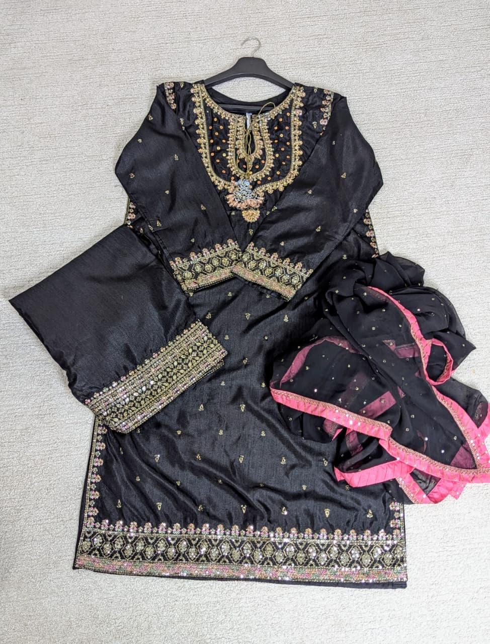 Amna Khurram SAIMA B AS SEP 04 Black Ready to wear Silk
