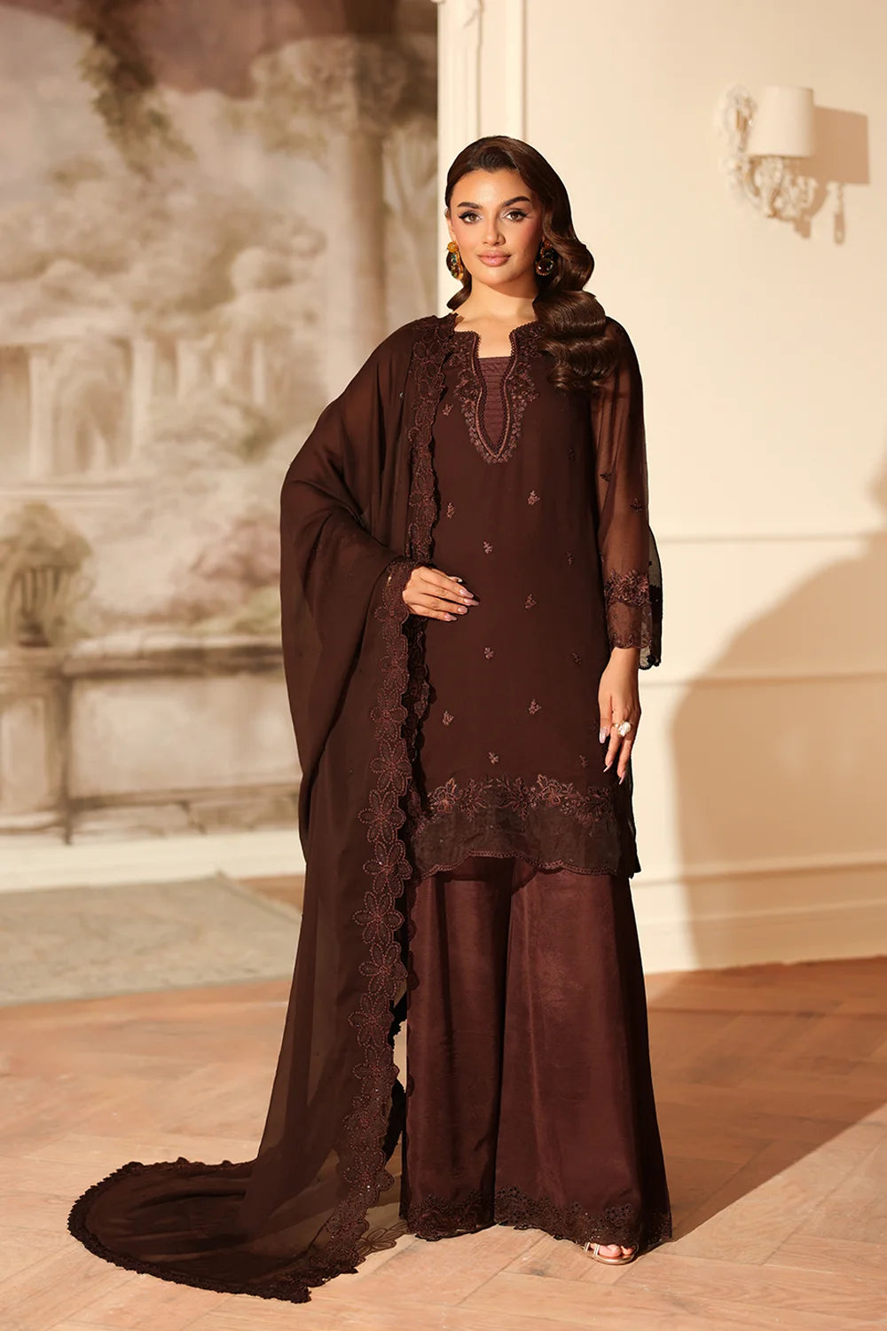 Azure Cocoa Drape Ensembles unstitched Festive 25'