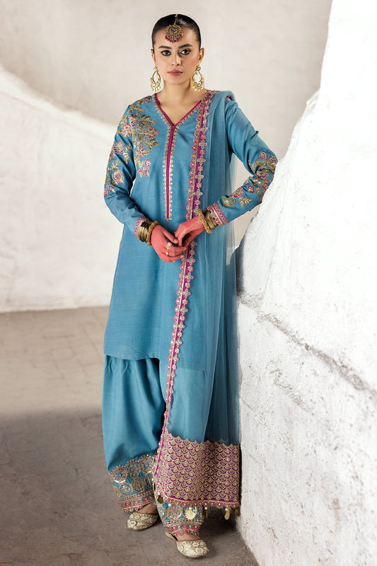 Charizma CMA-5-014 3-PC Embroidered Raw-Silk Suit