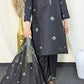 Amna Khurram Black Zimal-nov#17 3pc Raw Silk Ready to wear