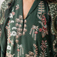 CROSS STITCH GREEN ORNATE-3PC COTTON SATIN READY TO WEAR