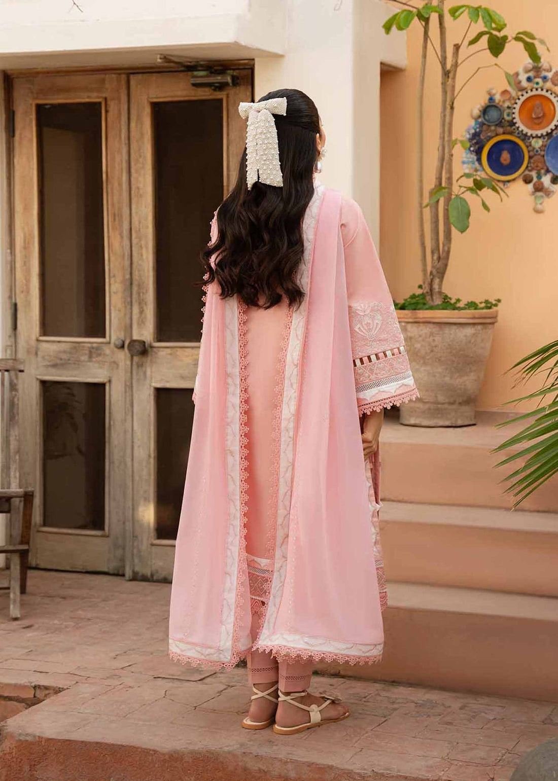 Jeem 3 PIECE EMBROIDERED PINK OPAL LAWN 25'