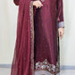 Amna Khurram Maroon Zimal-nov#25 3pc Raw Silk Ready to wear
