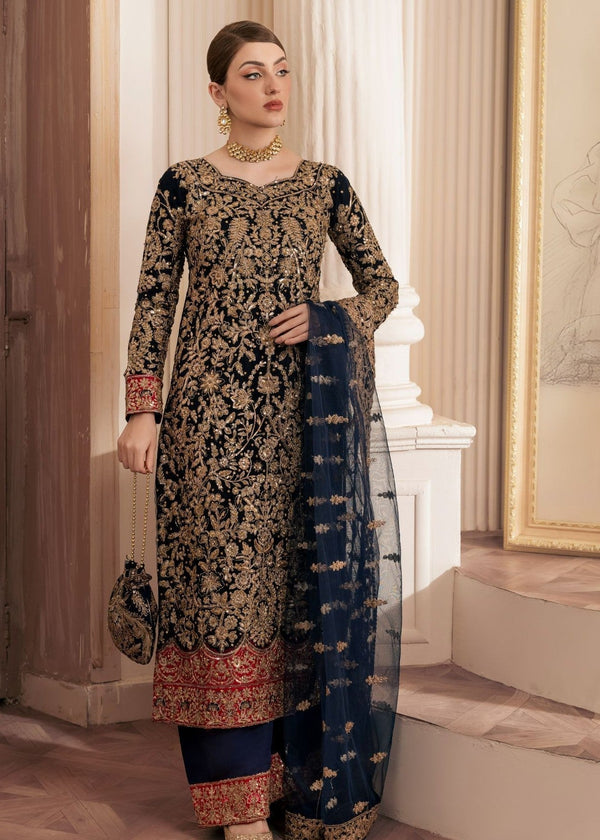 Haseens Official Amira Navy Blue Chiffon Collection
