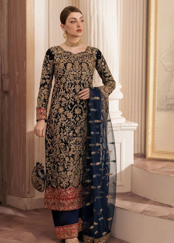 Haseens Official Amira Navy Blue Chiffon Collection