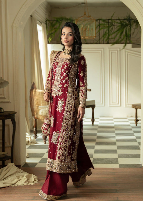 Haseens official Maroon Ready to wear Chiffon Collection