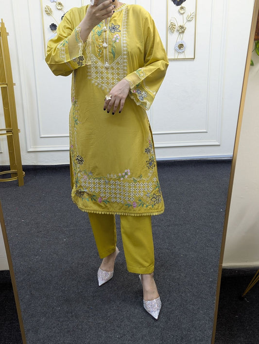 Amna Khurram Yellow 3pc Ready to wear