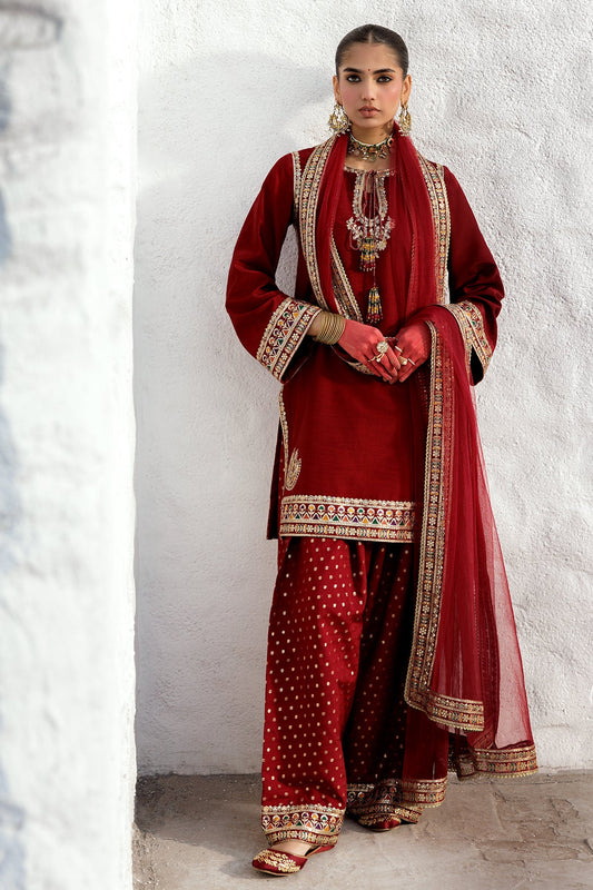 Charizma CMA-5-019 3-PC Embroidered Raw-Silk Suit