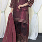 Amna Khurram Maroon Zimal-nov#4 3pc Raw Silk Ready to wear