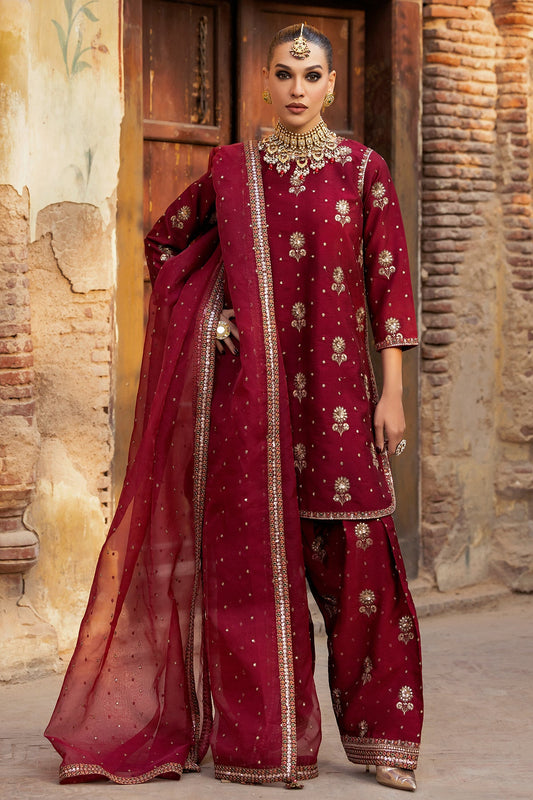 Charizma CMA-5-093 3-PC Embroidered Raw-Silk Suit