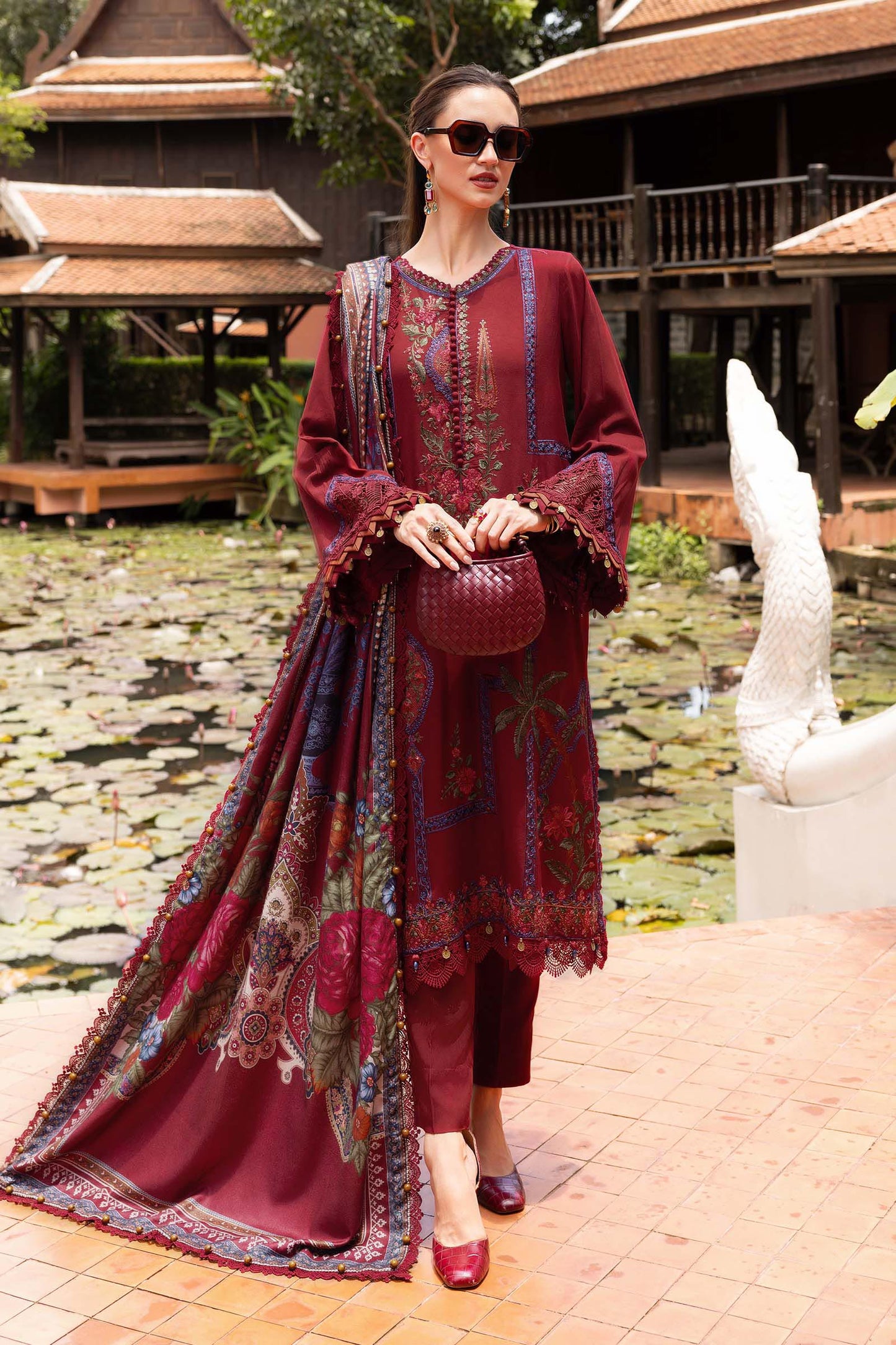 Maria b Mprints 7A Unstitched Embroidered Twill Linen 25'
