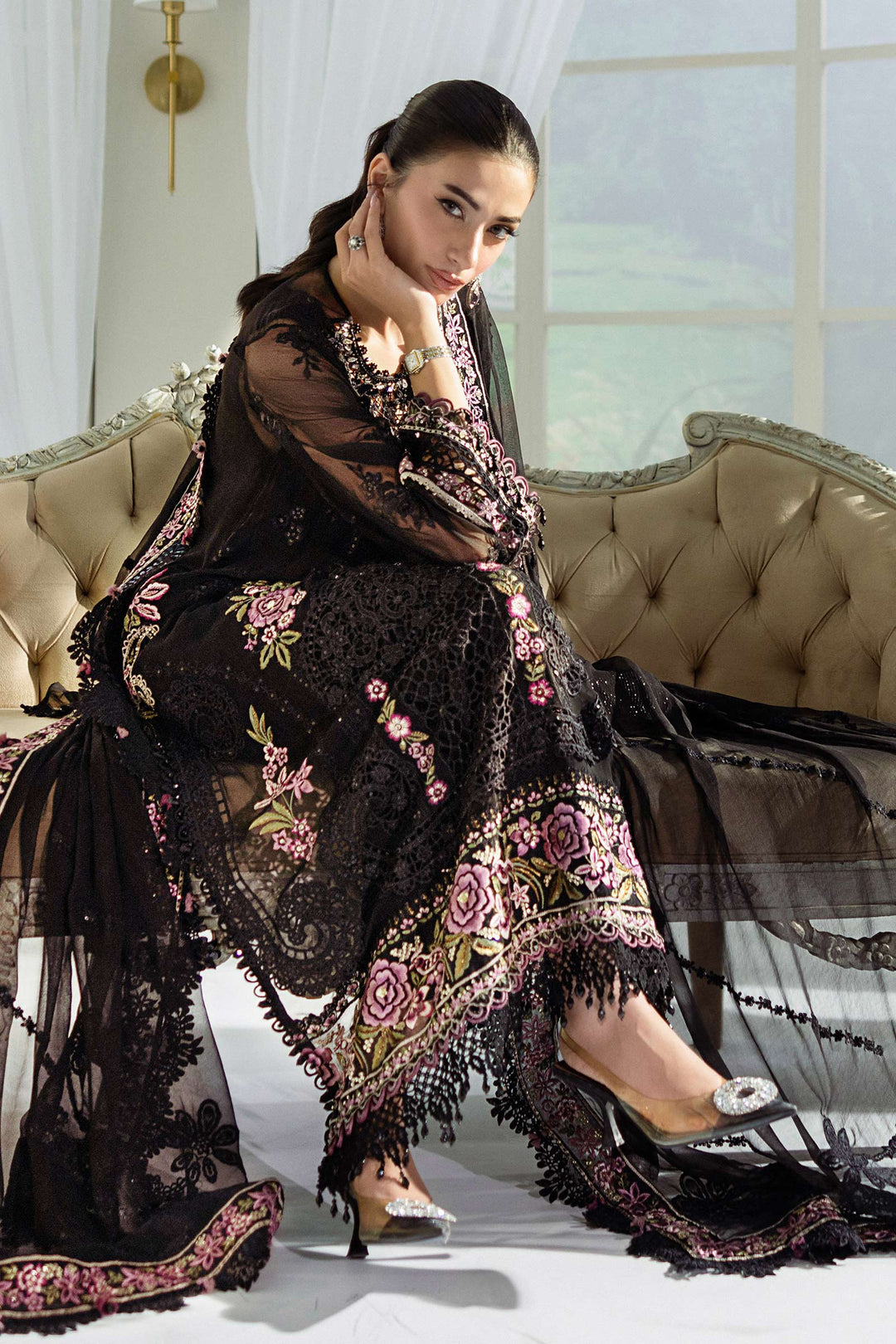 Maria B MPC-25-104 3 Piece Unstitched Embroidered Chiffon Suit