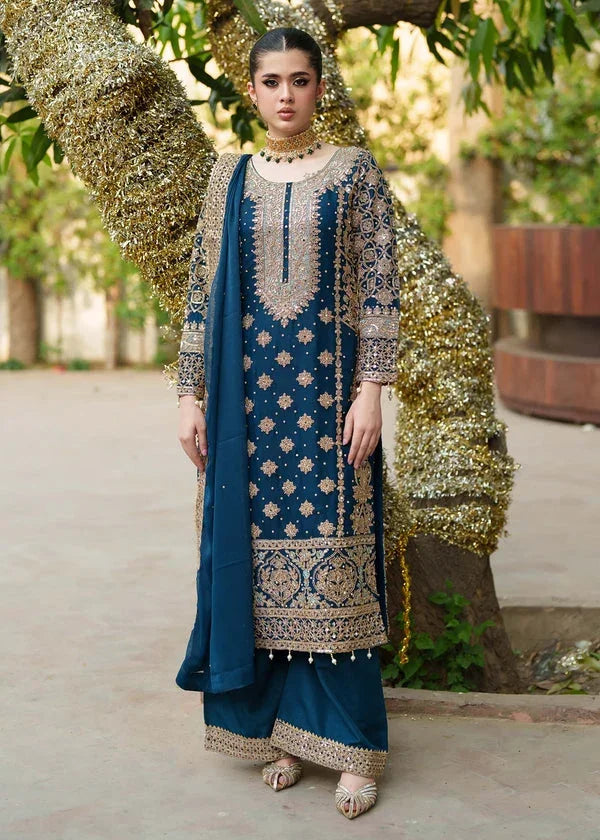 Haseens official Teal Ready to wear Chiffon Collection