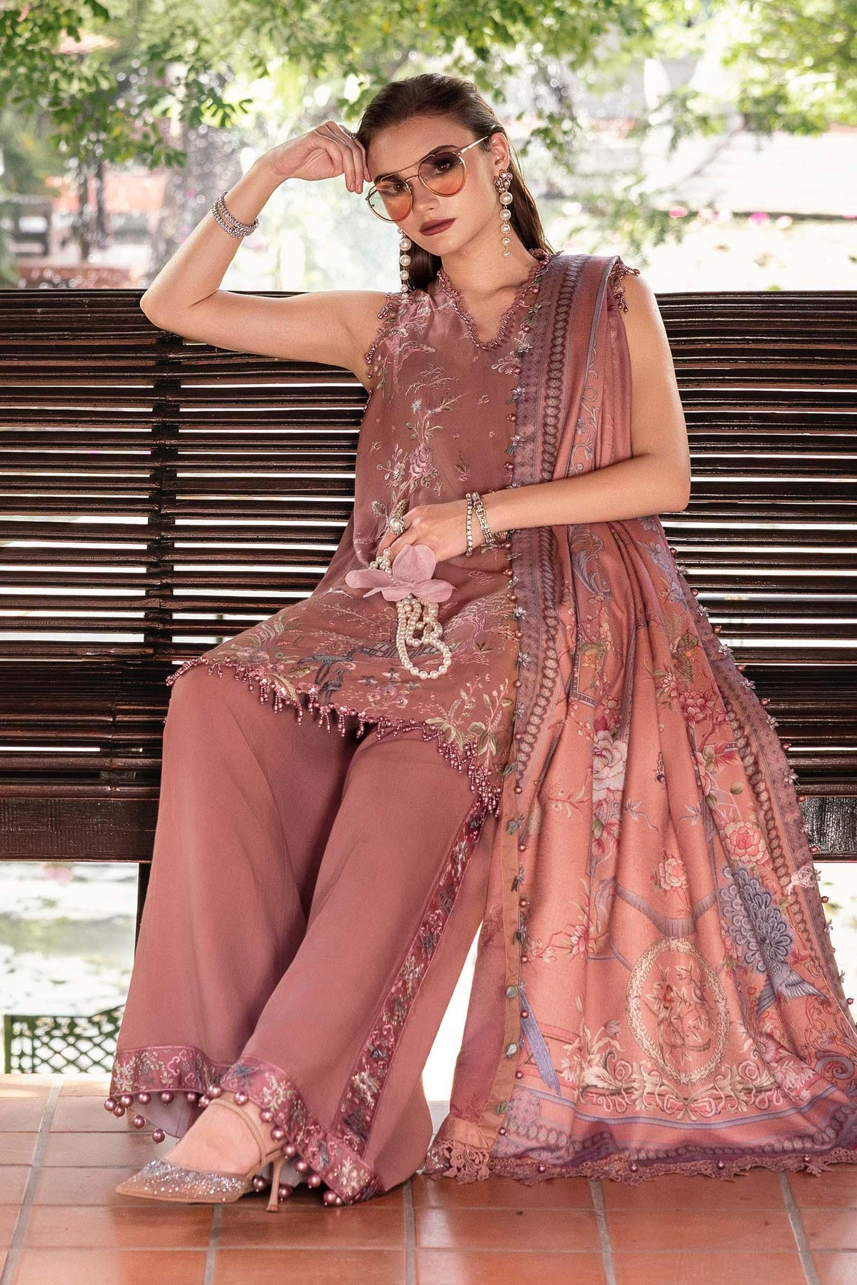 Maria b Mprints 1A Unstitched Embroidered Twill Linen 25'