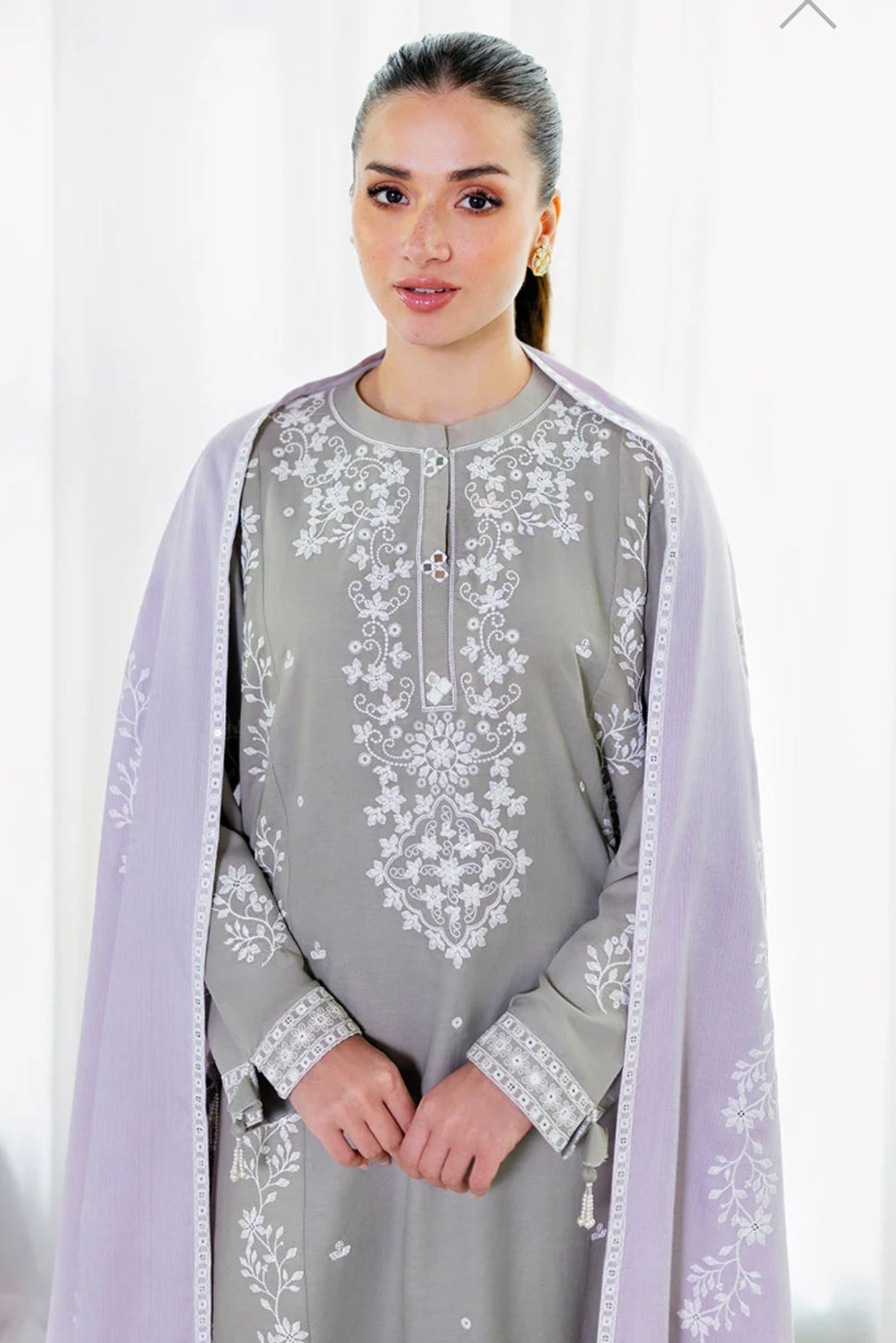 CROSS STITCH ETHEREAL VEIL-3PC COTTON SATIN READY TO WEAR