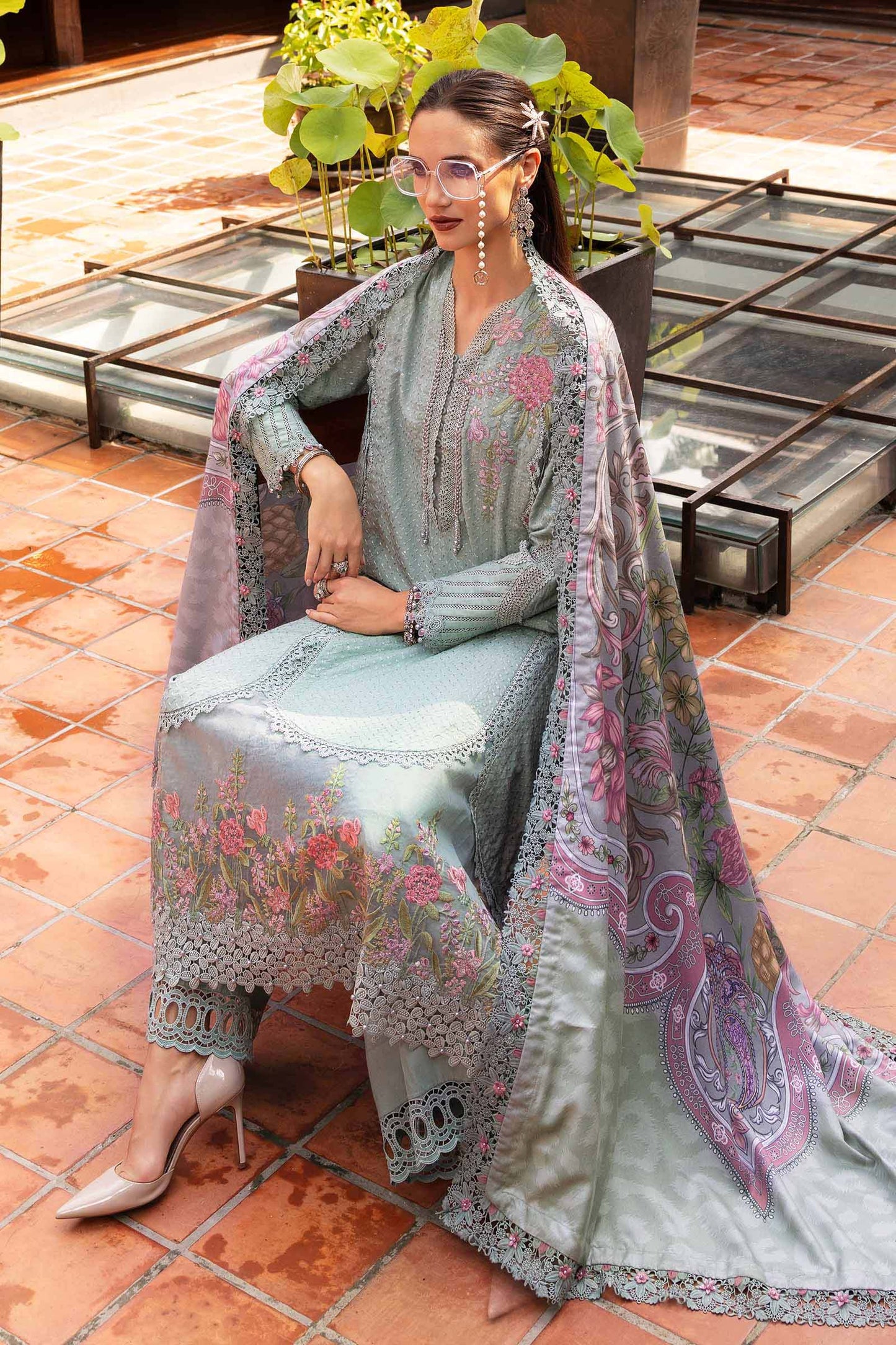 Maria b Mprints 2A Unstitched Embroidered Twill Linen 25'