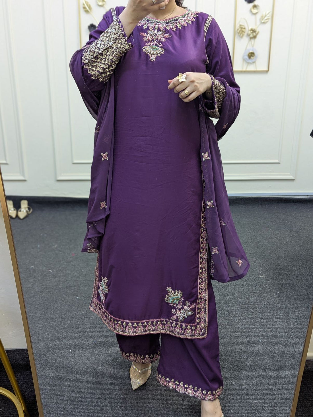 Amna Khurram Purple 3pc ready to wear collection