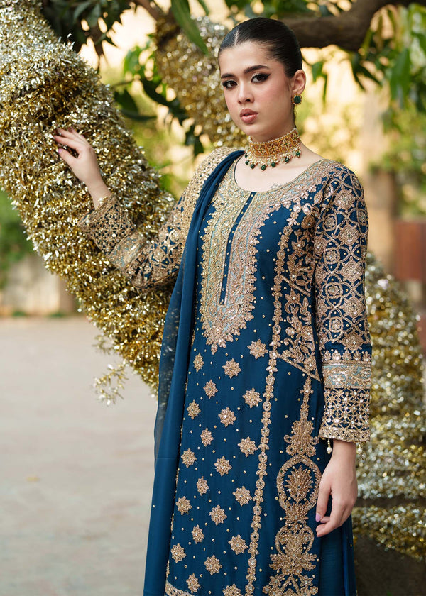 Haseens official Teal Ready to wear Chiffon Collection