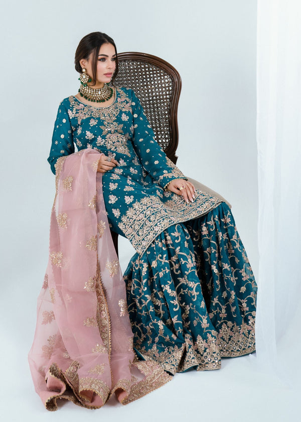 Haseens official Blue Ready to wear Chiffon Collection